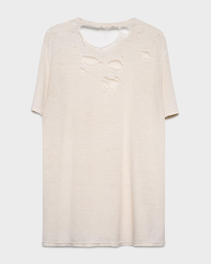 Distressed White Pocket Tee