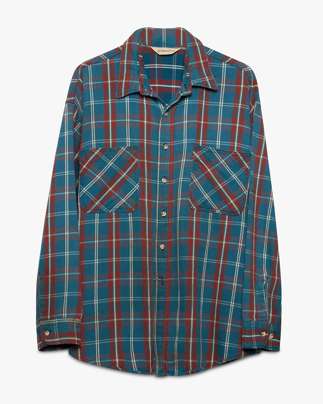 Blue/Maroon Woven Cotton Flannel