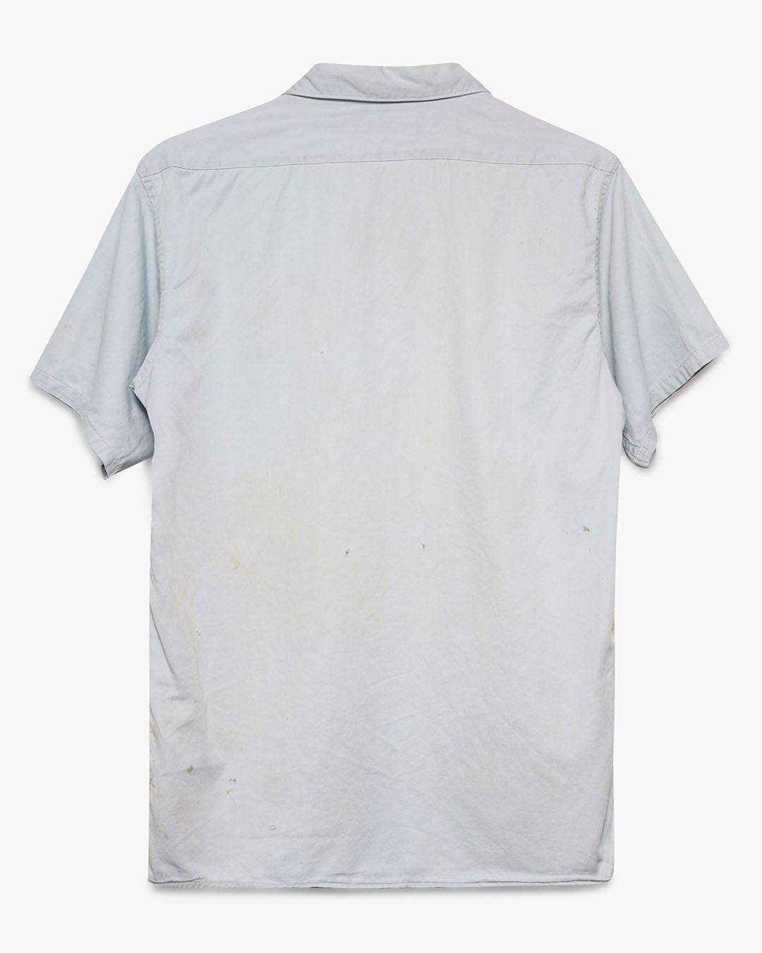 Painted Light Blue Cotton Short Sleeve Work Shirt