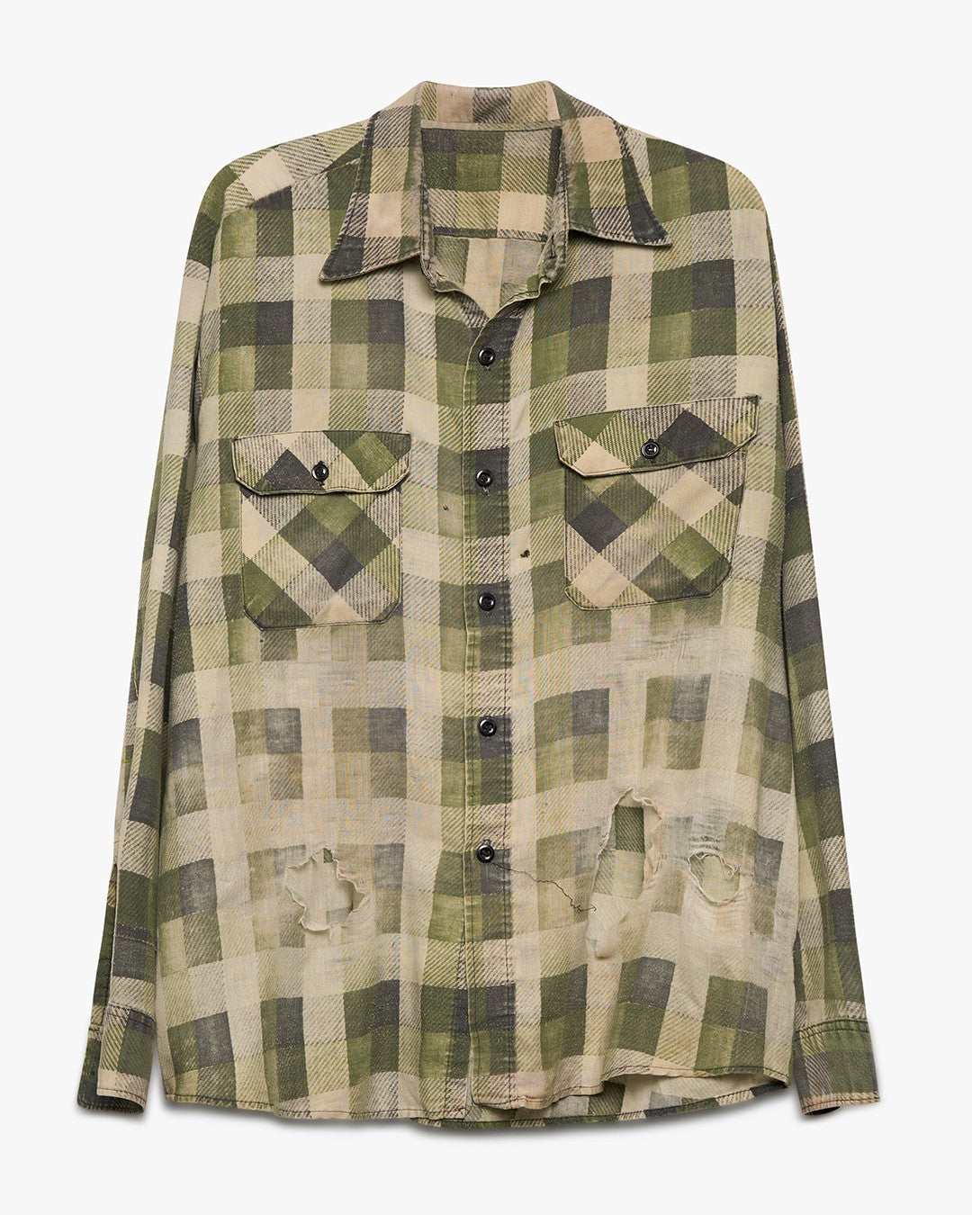 Thrashed Green Printed Flannel
