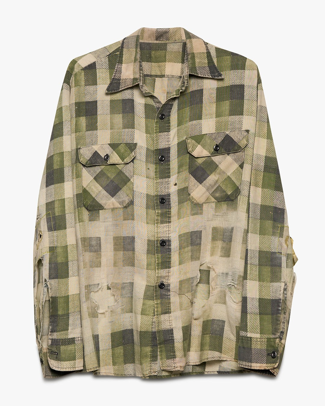 Thrashed Green Printed Flannel