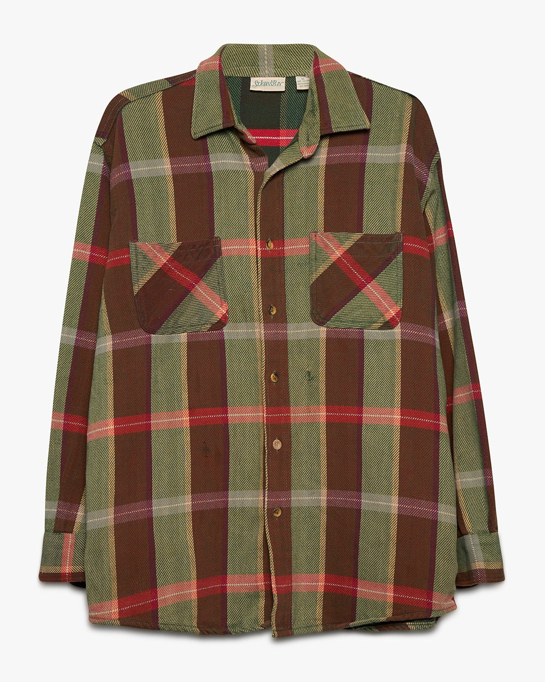 Green/Brown Woven Cotton Flannel