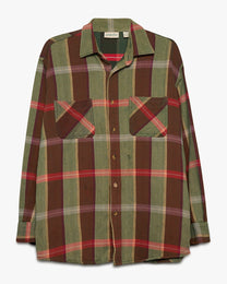 Green/Brown Woven Cotton Flannel