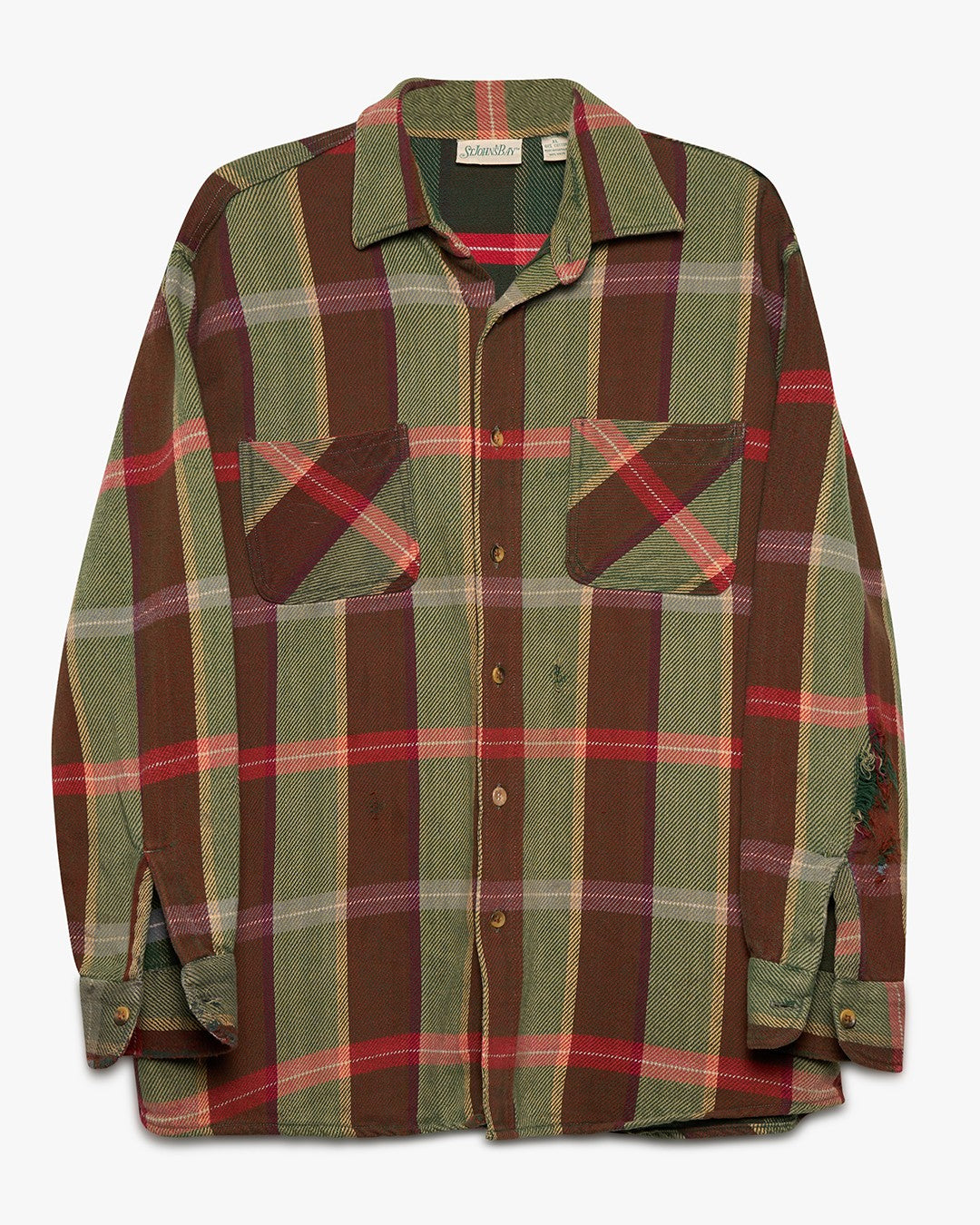 Green/Brown Woven Cotton Flannel