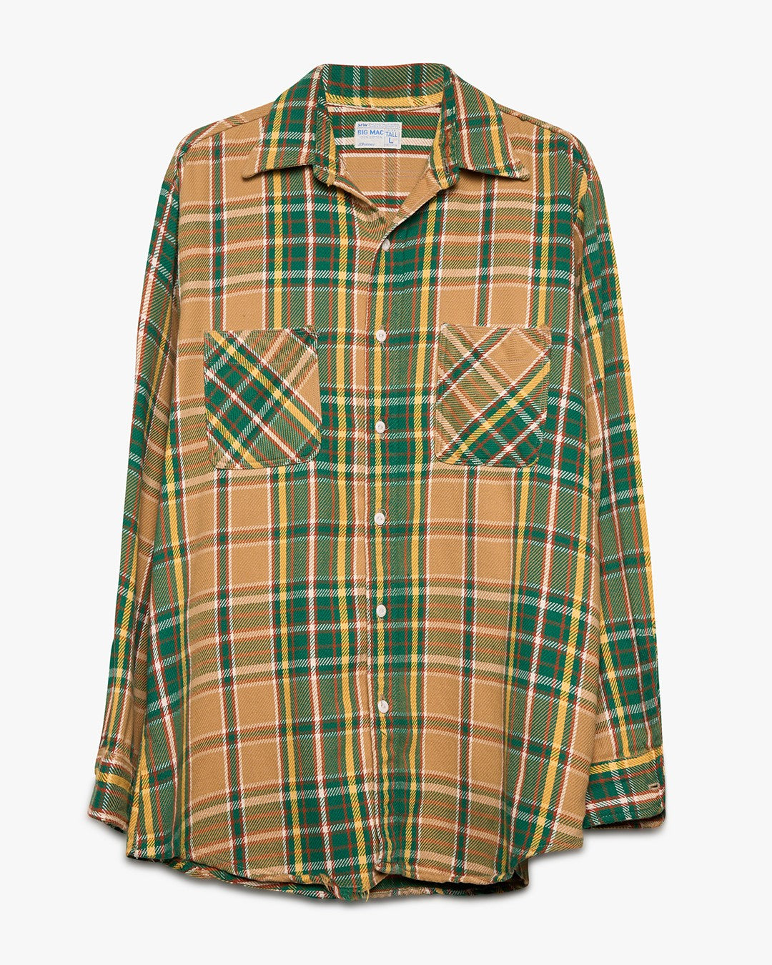 Green/Beige Woven Cotton Flannel