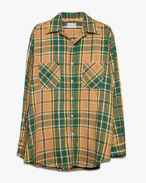 Green/Beige Woven Cotton Flannel