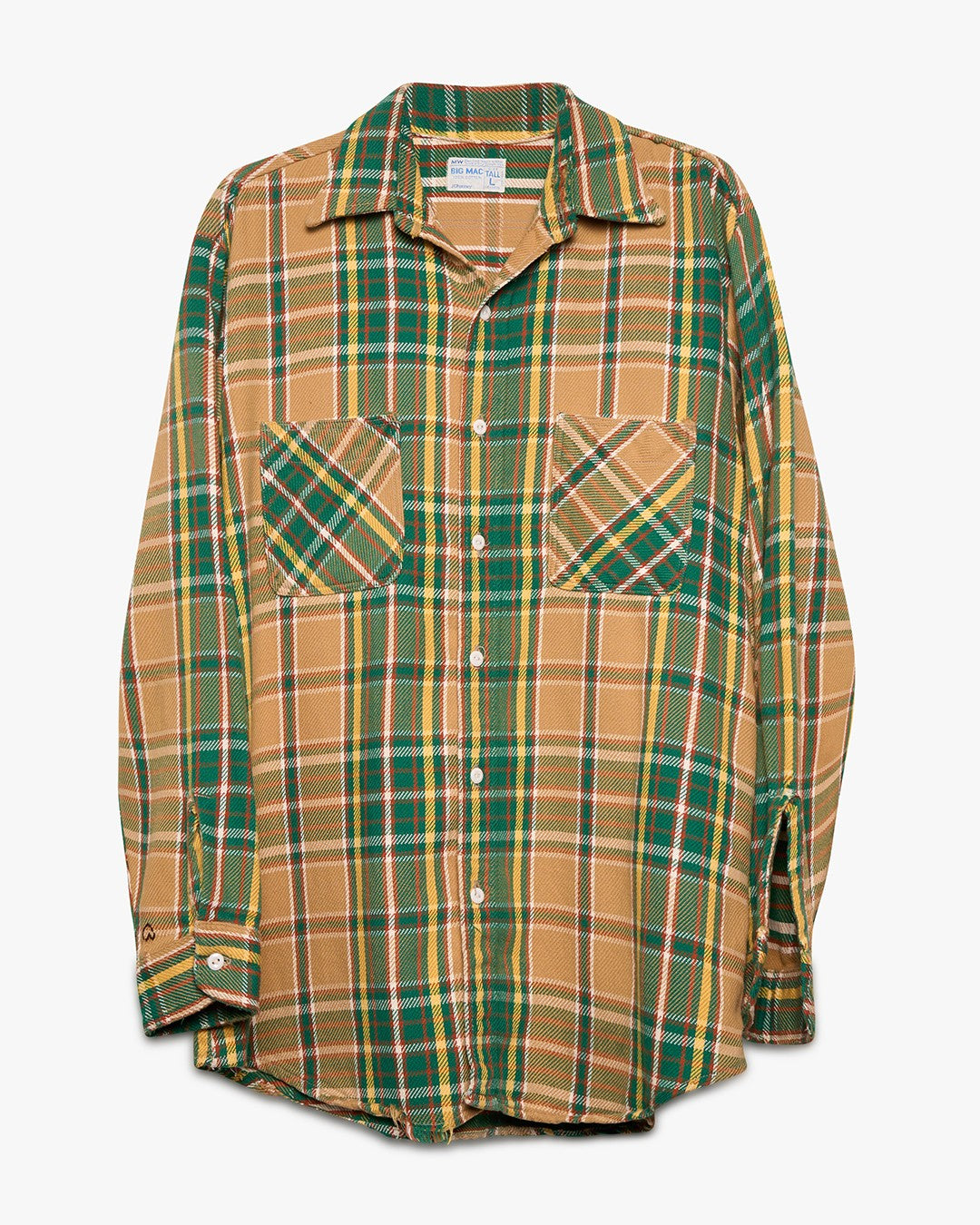 Green/Beige Woven Cotton Flannel