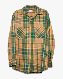 Green/Beige Woven Cotton Flannel