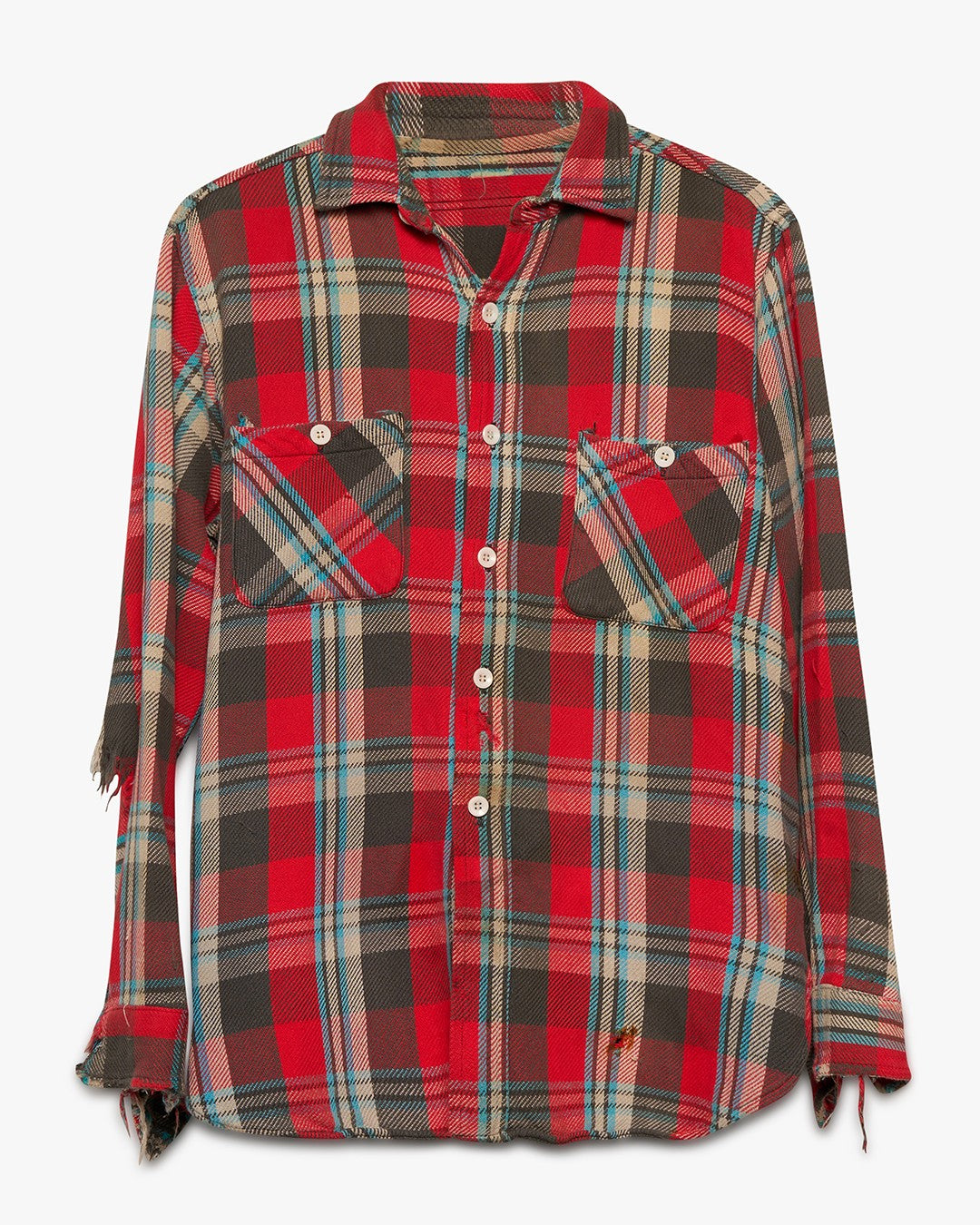 Red/Light Blue Woven Cotton Flannel