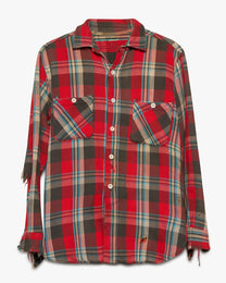 Red/Light Blue Woven Cotton Flannel