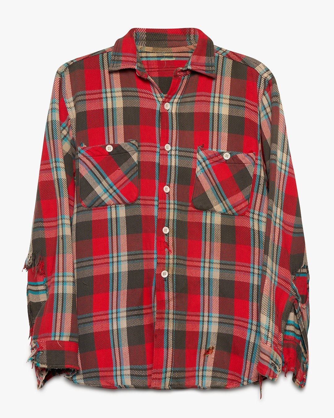 Red/Light Blue Woven Cotton Flannel
