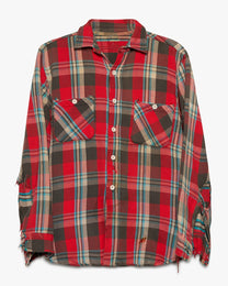 Red/Light Blue Woven Cotton Flannel