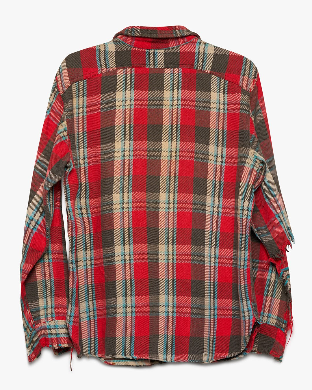 Red/Light Blue Woven Cotton Flannel