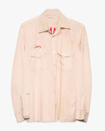 White Pinstripe Indianoola Oil Chain Stitched Work Shirt