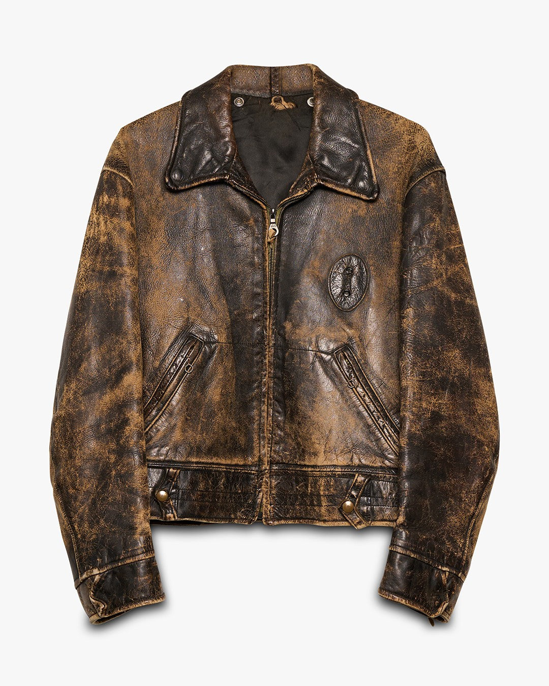 Distressed Leather Moto Jacket