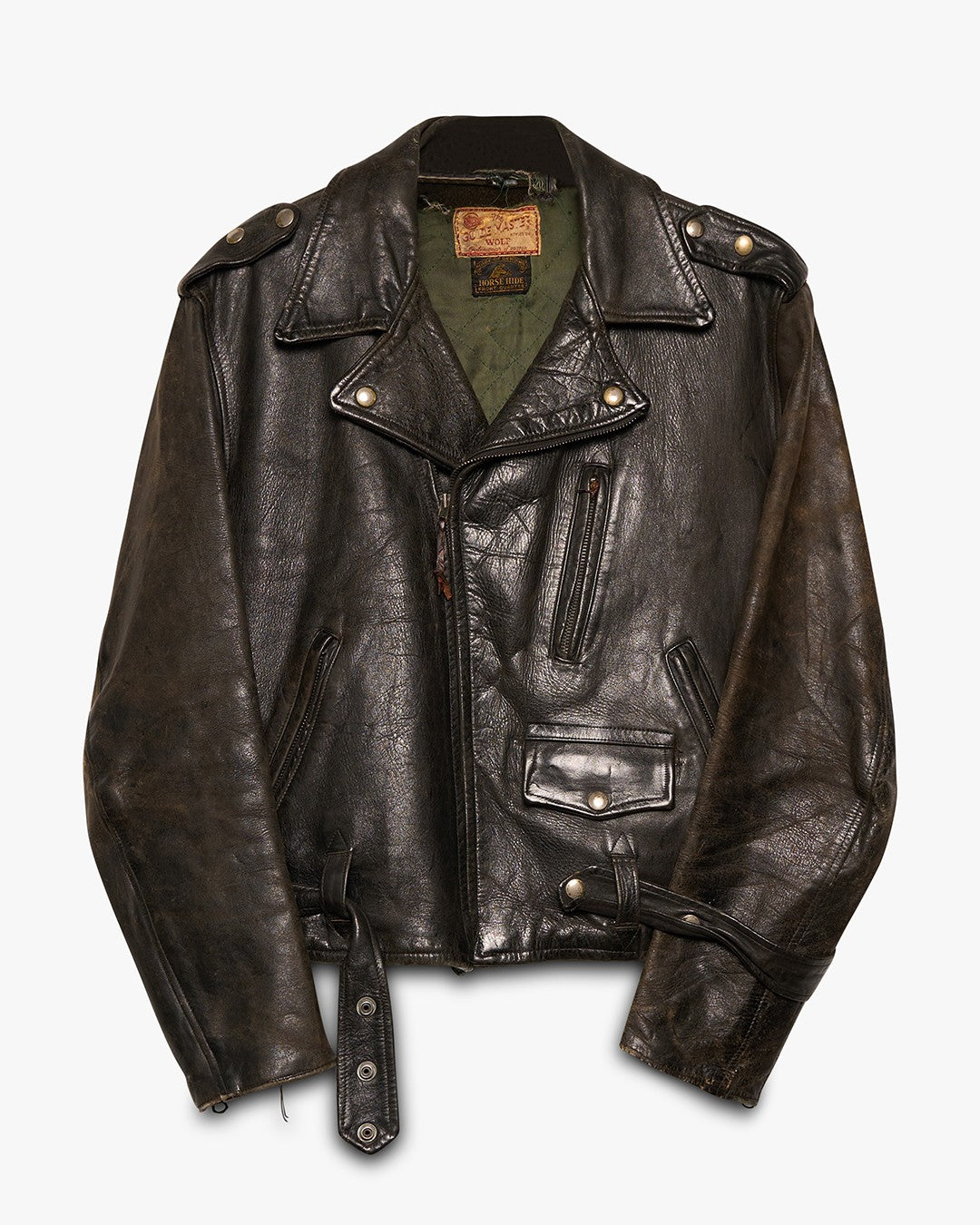 Black Horsehide Leather Motorcycle Jacket